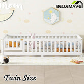 Bellemave® Twin Size Montessori Floor Bed with Safety Guardrails and Door - Bellemave